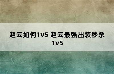 赵云如何1v5 赵云最强出装秒杀1v5